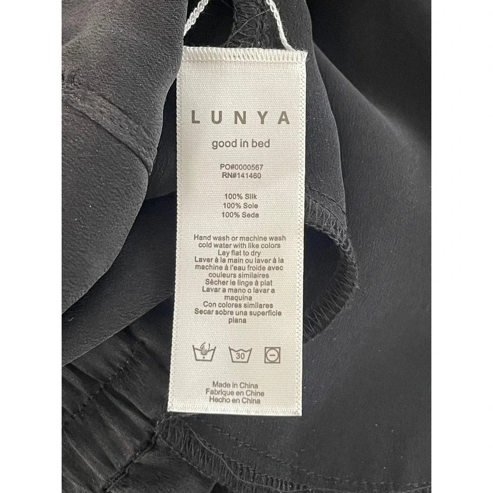 lunya Black Silk Short Sleeve Pajama Set